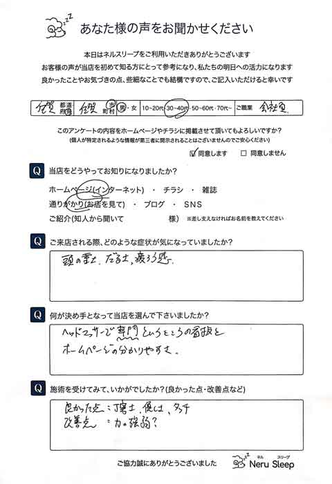 眼精疲労のお客様アンケート