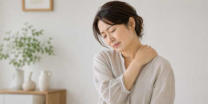 肩の痛みや不調に悩む女性