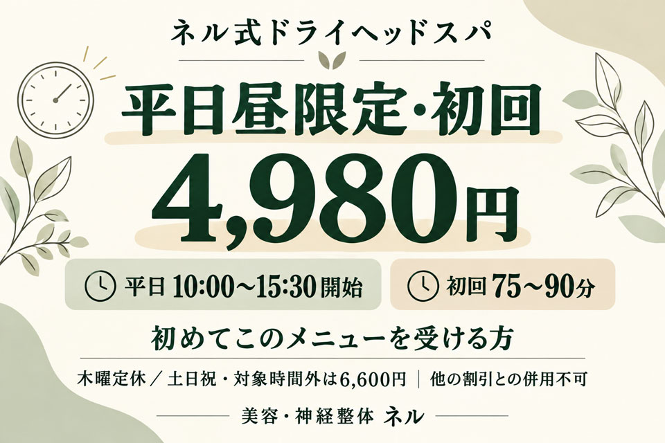 ネル式ドライヘッドスパの料金案内